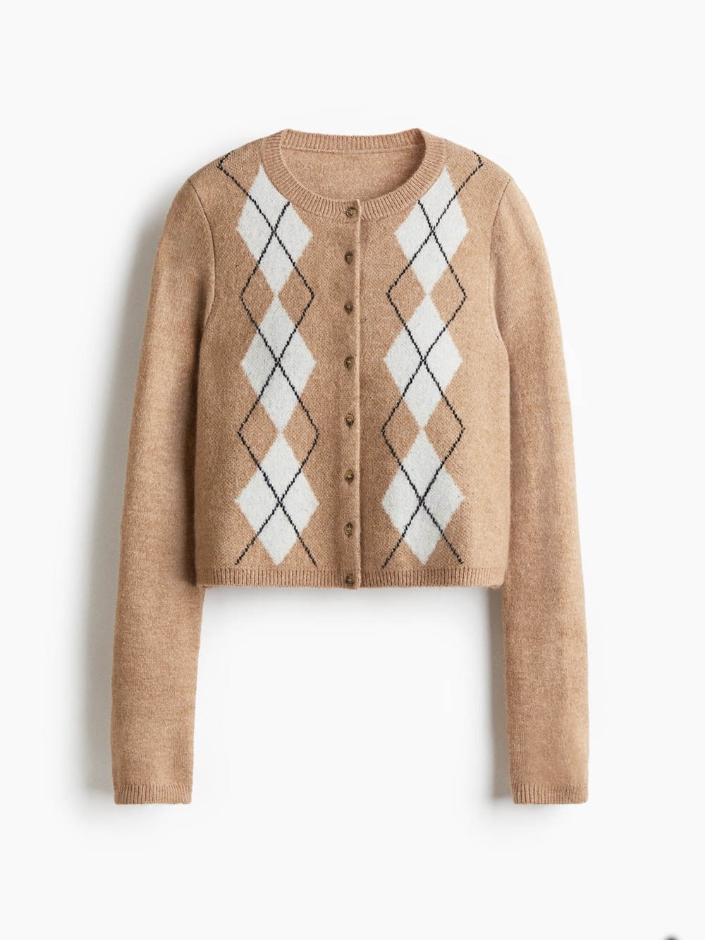 Divided Beige Argyle Button-Front Cardigan